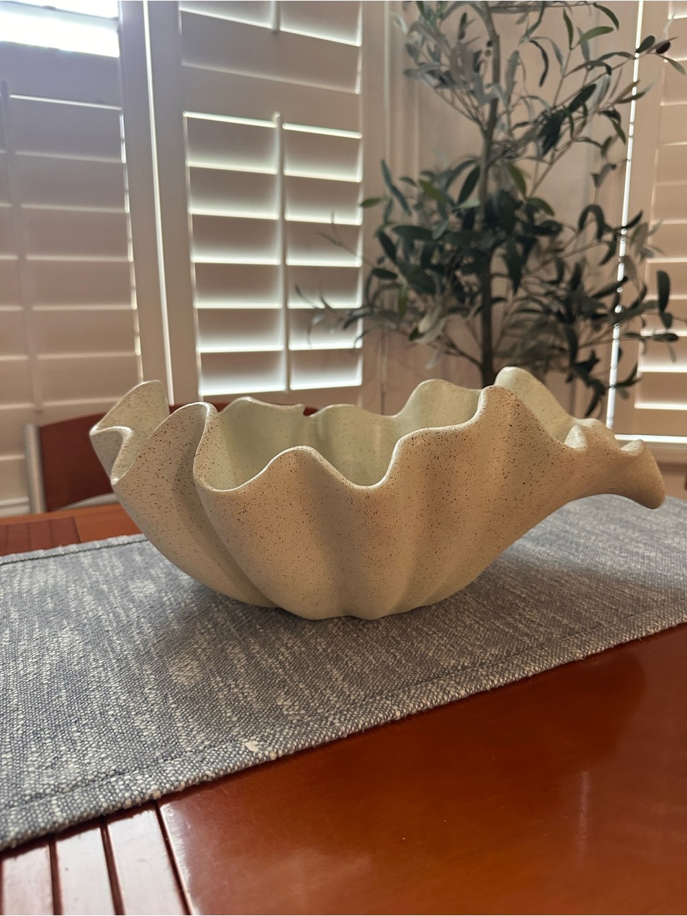 Anthropology vibes -Wavy Decorative Bowl in Speckled Cream